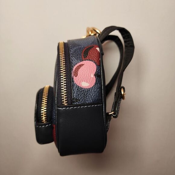 NWT COACH CZ086 Mini Court Backpack Bag Charm Signature Canvas Cherry Denim - Picture 2 of 7